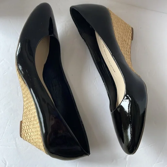 Franco Sarto shoes size 10 black patent leather wedge - Picture 5 of 10